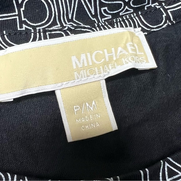 Michael Kors Spell Out Logo T-Shirt Dress in Black White Petite Medium - Picture 3 of 5